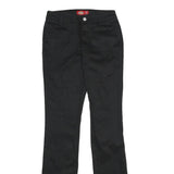 DICKIES Womens Black Regular Fit Straight Leg Trousers W24 L32 Cotton Blend Zip