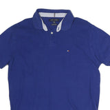 TOMMY HILFIGER Mens Blue Short Sleeve Plain XL Cotton Polo Shirt Classic