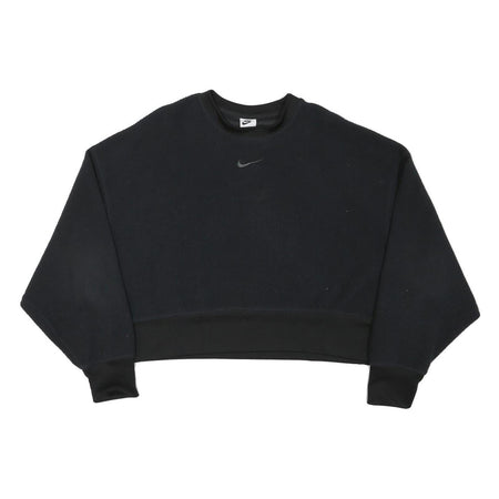 NIKE Womens Black Plain Crew Neck Basic Knit S Jumper Lightweight Comfort