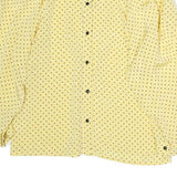 Womens Yellow & Black Polka Dot Basic Blouse Long Sleeve Stand-Up Neck Button M