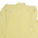 Womens Yellow & Black Polka Dot Basic Blouse Long Sleeve Stand-Up Neck Button M
