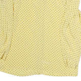 Womens Yellow & Black Polka Dot Basic Blouse Long Sleeve Stand-Up Neck Button M