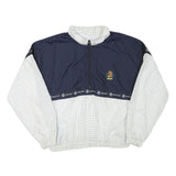 CUCCINI Mens Navy & White Sports Jacket L Polyester Blend Zip Grid Pattern