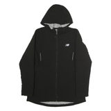 NEW BALANCE Womens Black Hooded Zip Jacket M Polyester Blend Plain Athletic