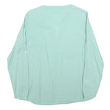 TOM TAILOR Womens Mint Blue Plain Blouse Long Sleeve Button Neck Size S
