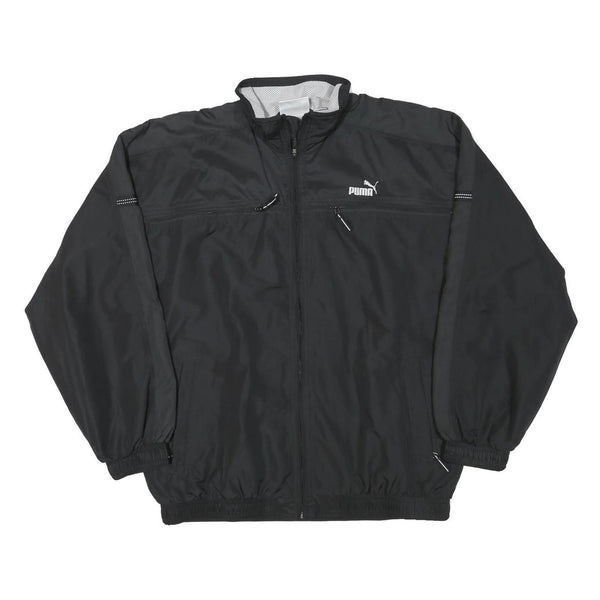 PUMA Mens Black Sports Zip Jacket M Polyester Blend Plain Athletic Activewear