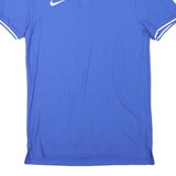 NIKE Mens Blue & White Short Sleeve Plain S Polo Shirt Cotton Blend Sports