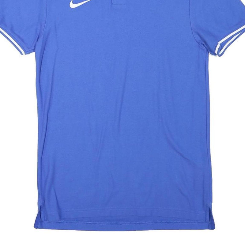 NIKE Mens Blue & White Short Sleeve Plain S Polo Shirt Cotton Blend Sports