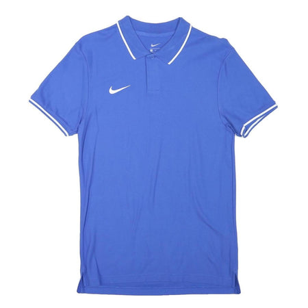 NIKE Mens Blue & White Short Sleeve Plain S Polo Shirt Cotton Blend Sports
