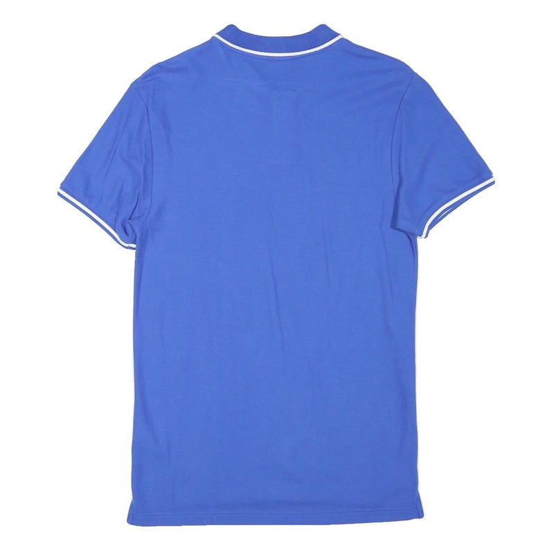 NIKE Mens Blue & White Short Sleeve Plain S Polo Shirt Cotton Blend Sports