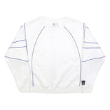 ADIDAS Womens White Sweatshirt Crew Neck UK 12 Blue Piping Casual Sportswear
