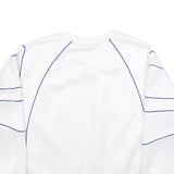 ADIDAS Womens White Sweatshirt Crew Neck UK 12 Blue Piping Casual Sportswear