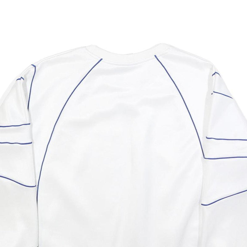ADIDAS Womens White Sweatshirt Crew Neck UK 12 Blue Piping Casual Sportswear