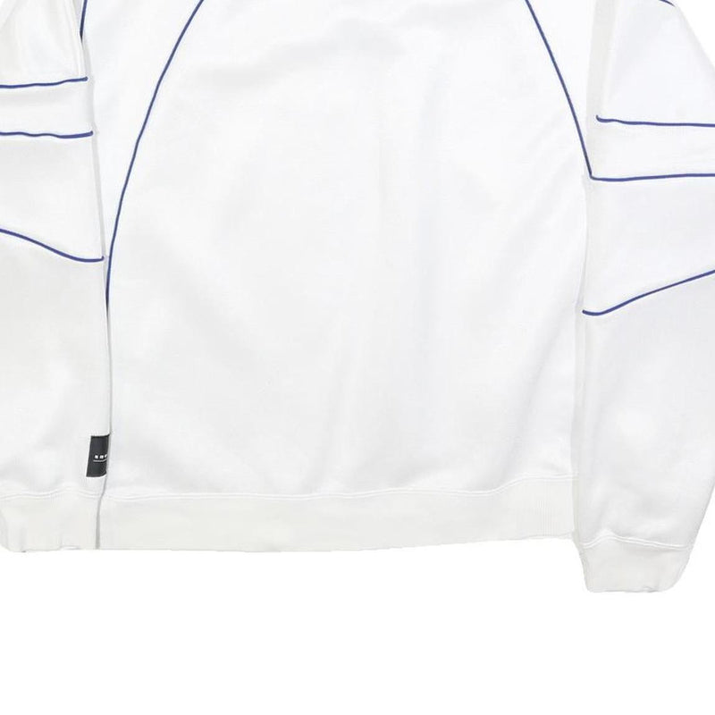 ADIDAS Womens White Sweatshirt Crew Neck UK 12 Blue Piping Casual Sportswear