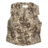 ASAI Womens Beige Floral Print Vest Sleeveless Button Neck S Stylish Summer