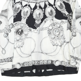 Womens Black & White Patterned Shirt XL Vintage Style Long Sleeve Button