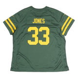 NIKE Womens Green & Yellow Sports Football T-Shirt 2XL Short Sleeve V-Neck NFL