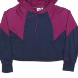 ADIDAS Womens Navy & Purple Cropped Hoodie UK 10 Cotton Blend Sports Sweatshirt