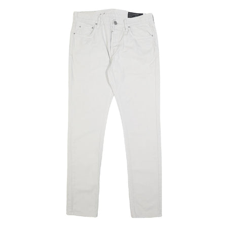 ALL SAINTS Mens Slim White Jeans Cotton Button W30 L31 Stylish Casual Wear