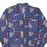 Womens Blue Purple Polyester Blend Printed Jacket XL Zip Lightweight Patterned