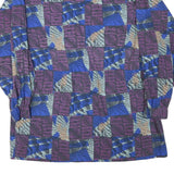 Womens Blue Purple Polyester Blend Printed Jacket XL Zip Lightweight Patterned