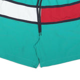 TOMMY HILFIGER Mens Shorts Green White & Red Casual 2XL W38 Swimwear