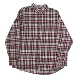 RED HEAD Mens Maroon & White Check Shirt XL Cotton Blend Casual Button Down