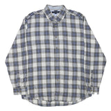 TOMMY HILFIGER Mens Blue & White Check Shirt L Cotton Blend Button Down Relaxed