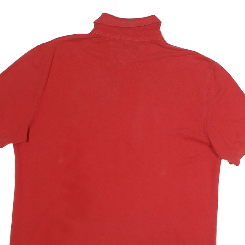TOMMY HILFIGER Mens Red Short Sleeve Plain M Cotton Polo Shirt Classic Fit