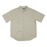 ROUNDTREE AND YORKE Mens Beige Short Sleeve Cotton Blend Shirt L Casual Button