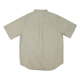 ROUNDTREE AND YORKE Mens Beige Short Sleeve Cotton Blend Shirt L Casual Button