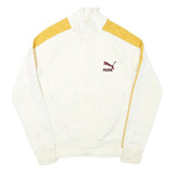 PUMA Mens White & Yellow Sports Logo Zip Jacket S Polyester Blend Track