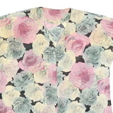 Womens Pink Green Cream Floral Button Shirt L Summer Casual Lightweight Top