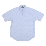 NAUTICA Mens Blue & White Check Shirt M Cotton Blend Casual Summer Button-Down