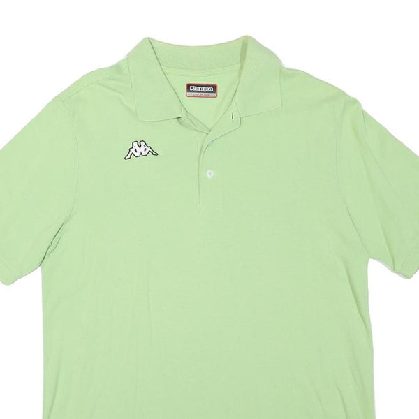 KAPPA Mens Light Green Short Sleeve Plain Polo Shirt L Logo Cotton Blend