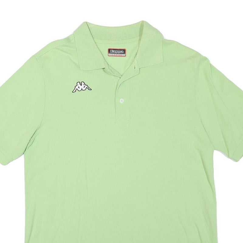 KAPPA Mens Light Green Short Sleeve Plain Polo Shirt L Logo Cotton Blend