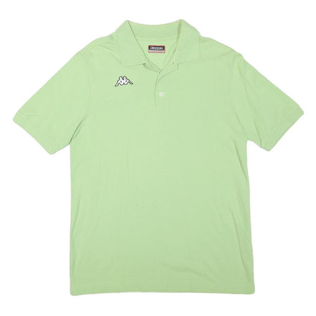 KAPPA Mens Light Green Short Sleeve Plain Polo Shirt L Logo Cotton Blend
