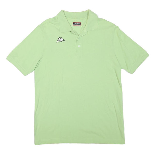 KAPPA Mens Light Green Short Sleeve Plain Polo Shirt L Logo Cotton Blend