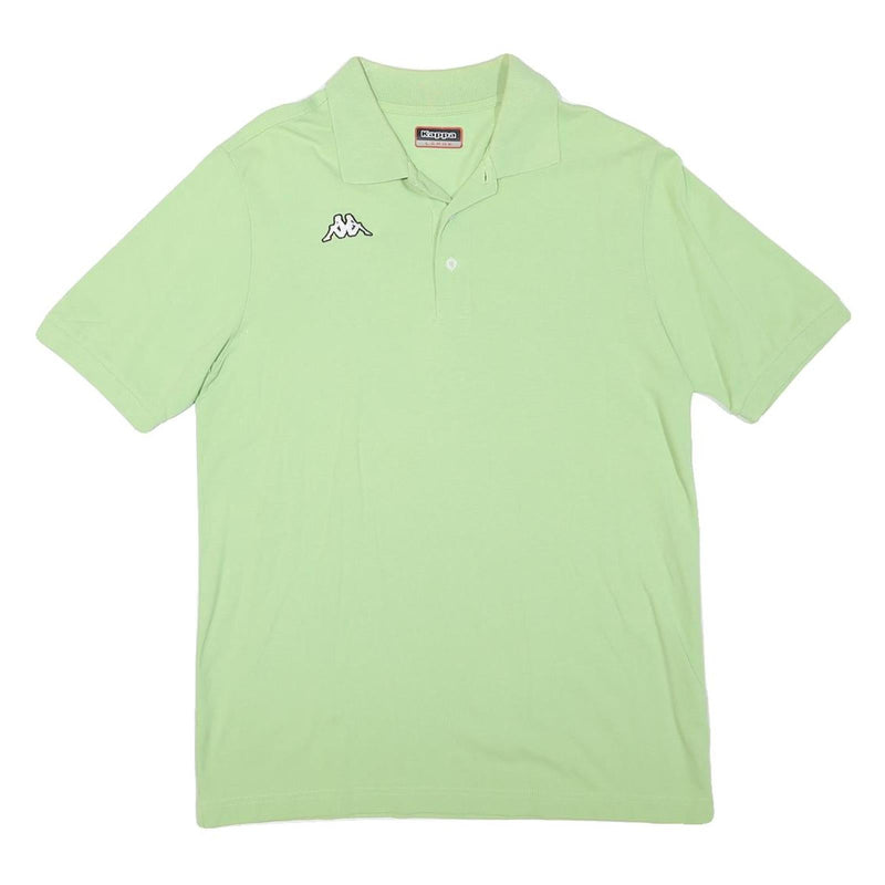 KAPPA Mens Light Green Short Sleeve Plain Polo Shirt L Logo Cotton Blend