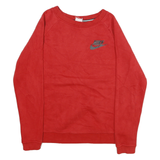 NIKE Mens Red Crew Neck S Cotton Blend Sweatshirt Pullover Comfortable Casual