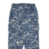 Mens Regular Fit Blue Digital Camo Cotton Blend Trousers W30 L30 Cargo Style