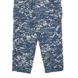 Mens Regular Fit Blue Digital Camo Cotton Blend Trousers W30 L30 Cargo Style