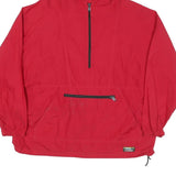 LL BEAN Mens Red Nylon Pullover Jacket XL Lightweight Hooded Outdoor Zip