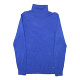 CALVIN KLEIN Mens Blue Plain Roll Neck Basic Knit Jumper M Lightweight Soft