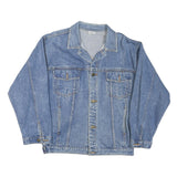 Mens Blue Denim Cotton Blend Button Jacket M Plain Classic Casual Outerwear