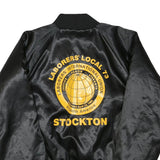 AUBURN SPORTSWEAR Mens Black Satin Bomber Jacket XL Polyester Blend Labourers