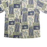 KONA KAI Mens Blue Green Cream Hawaiian Shirt XL Silk Blend Relaxed Fit Button