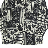 LES ESSENTIALS Womens Black & White Printed Shirt Long Sleeve Collared M Button