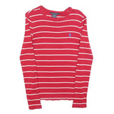 RALPH LAUREN SPORT Womens Red & White Patterned Jumper Crew Neck Basic Knit S