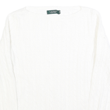 LAUREN RALPH LAUREN Womens White Plain Crew Neck Basic Knit Jumper S Cotton